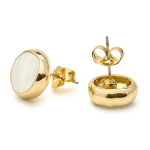 Pendientes de Madreperla Blanca acabado en oro amarillo 18k