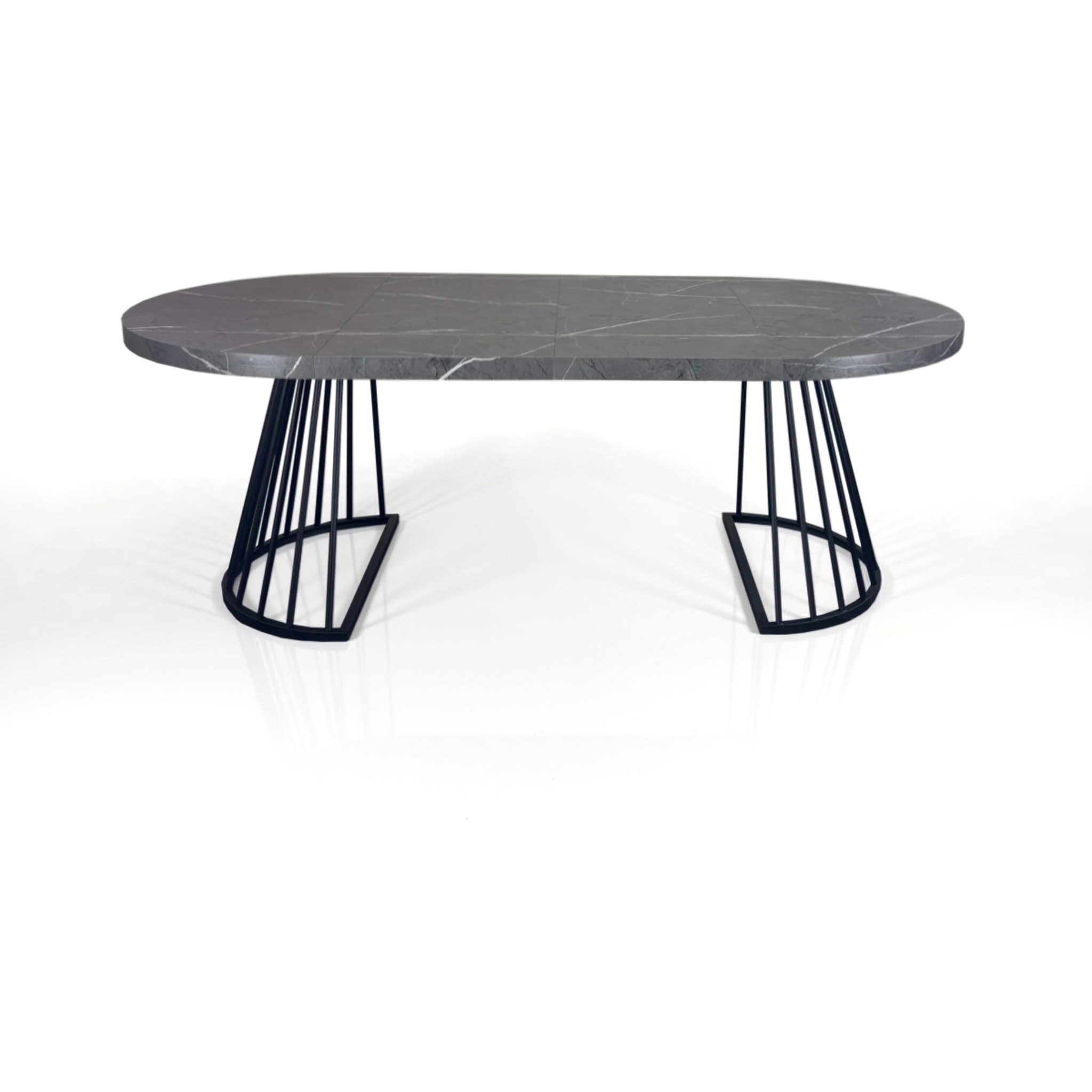 Table à manger ronde extensible Tomasucci FEAR, en MDF effet marbre gris, 110 × 110 × 76,5 cm