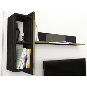 Mobile porta TV Dpascutt, Credenza da soggiorno, Armadio basso per TV, Base parete attrezzata, 180x32h45 cm, Nero e Oro