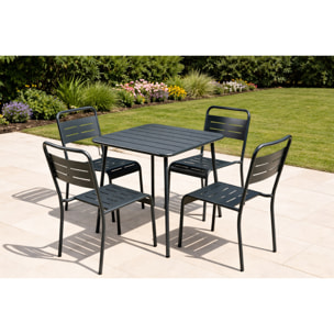 EVORA Lot de 4 chaises de jardin empilables gris foncé