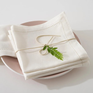 Lot de 4 serviettes de table "Jane" blanc 40x40cm