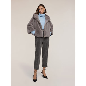 Motivi - Cappa con cappuccio effetto peluche - Grigio