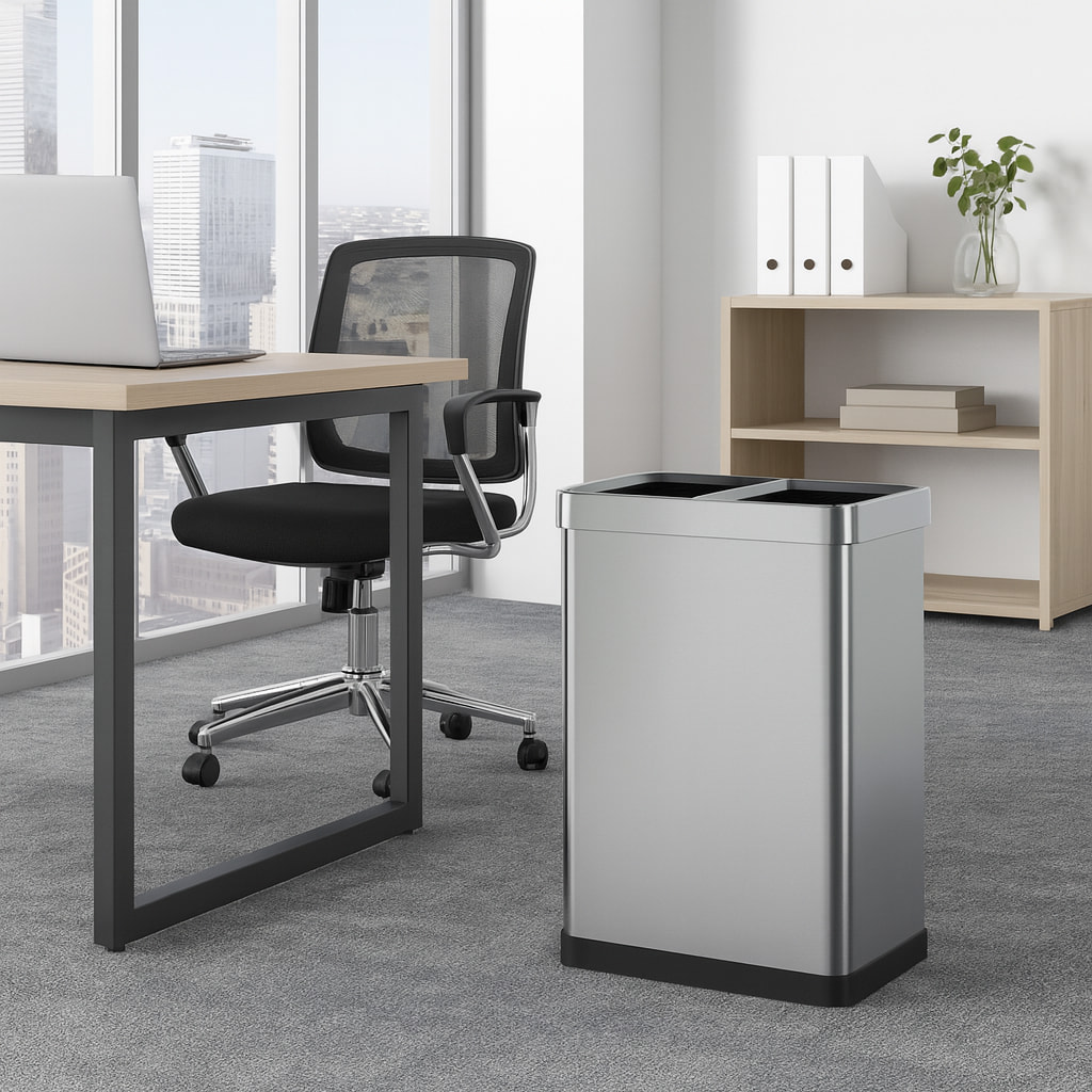 Poubelle de tri open top inox TALLIN 2x30L