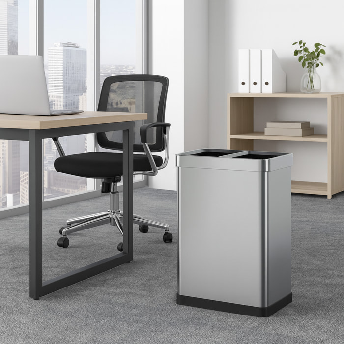 Poubelle de tri open top inox TALLIN 2x30L