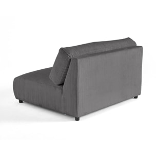 Garance - module d'assise 2 places - en velours côtelé - Gris foncé
