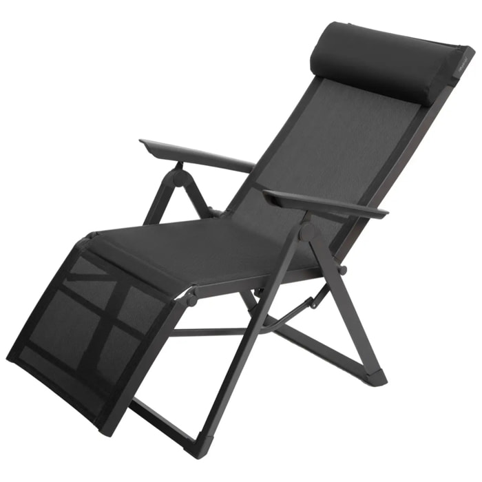 Fauteuil de jardin inclinable "Decima" anthracite & graphite 8 positions en aluminium traité époxy