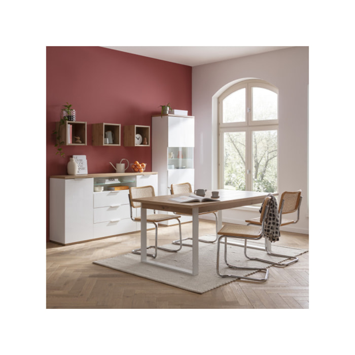 Table de repas extensible 180/240cm chêne & métal blanc - MONDAY