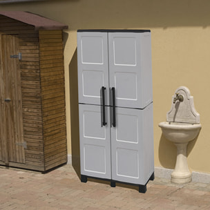 Armario de altura completa en polipropileno, material reciclable y ecológico sostenible, está equipado con bisagras de acero, estantes ajustables y lo