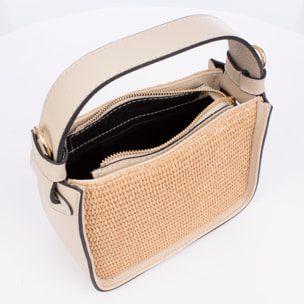Baschi Bolso de mano Mujer. Fabricado en paja y piel auténtica Dollaro.