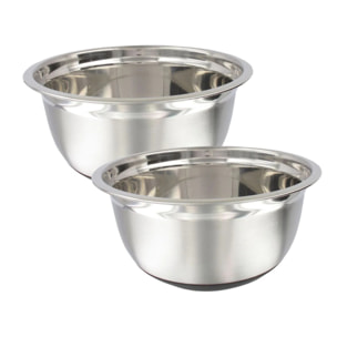Ensemble de 2 Bols à mixer en inox 24 cm de diamètre Fackelmann Basic