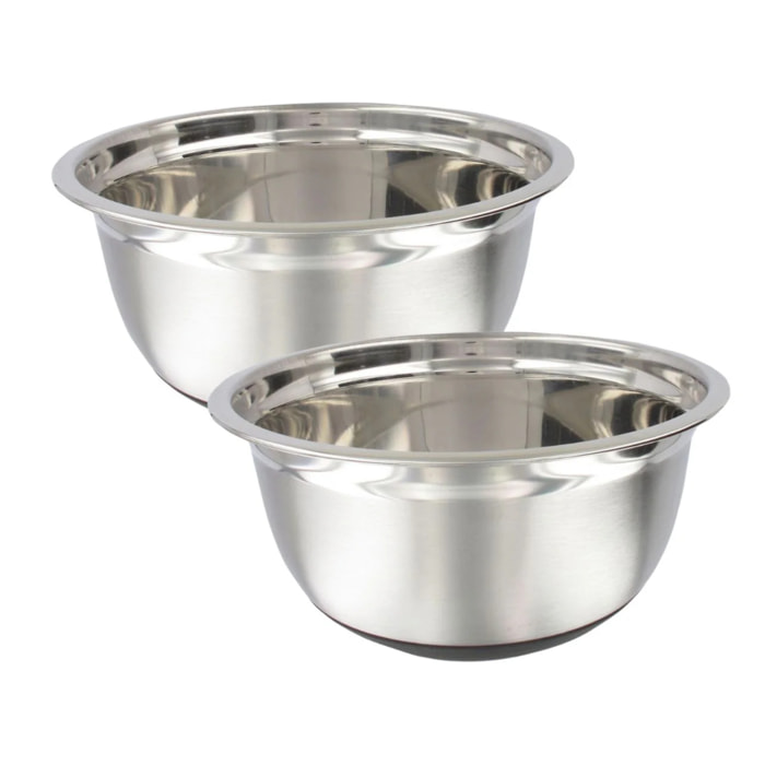 Ensemble de 2 Bols à mixer en inox 24 cm de diamètre Fackelmann Basic