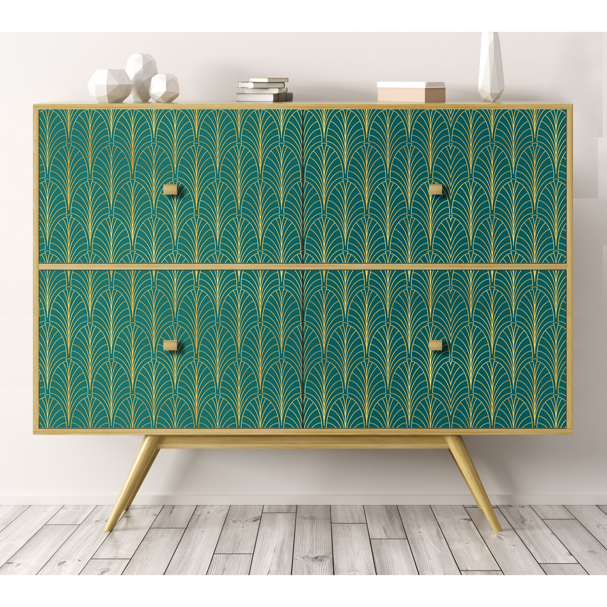 Stickers adhesivos de CERAMIKO - Art-decó in green and gold 1 100x100