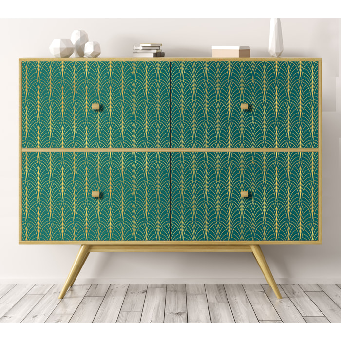 Stickers adhesivos de CERAMIKO - Art-decó in green and gold 1 100x100