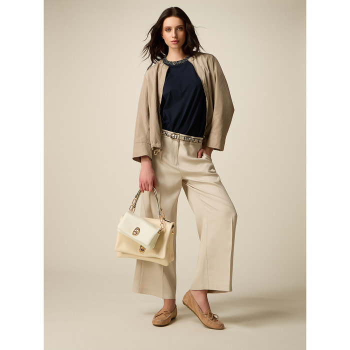 Oltre - Pantaloni cropped in lyocell - Beige