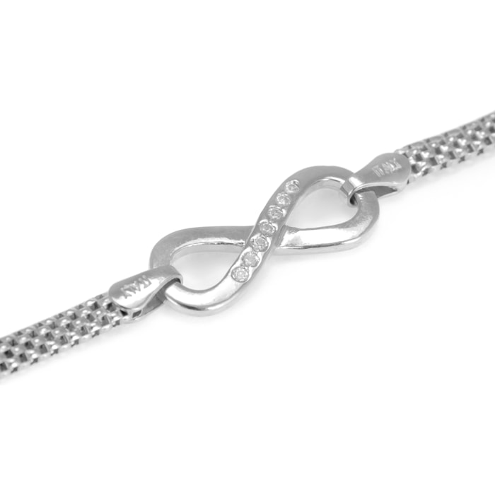 Pulsera Plata de ley 925 con detalle símbolo infinito con brillantes