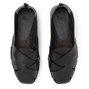 Alpargata plana Percy con tiras cruzadas en vaqueta