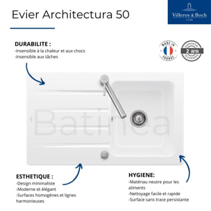 Evier 86 x 51 cm Architectura 50 Blanc + Robinet cuisine GROHE Bauloop