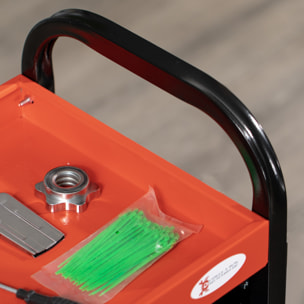 Carro de Taller Carro de Herramientas con 3 Estantes Ruedas y Paneles Perforados para Garaje Mecánico Hogar Carga 100 kg Rojo y Negro