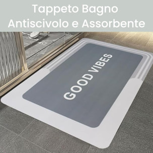 Tappeto Bagno, Tappeto Doccia Antiscivolo, Assorbente, Lavabile, 50x80 cm, Tappetino Magico per Bagno e Cucina. Modello: Good Vibes