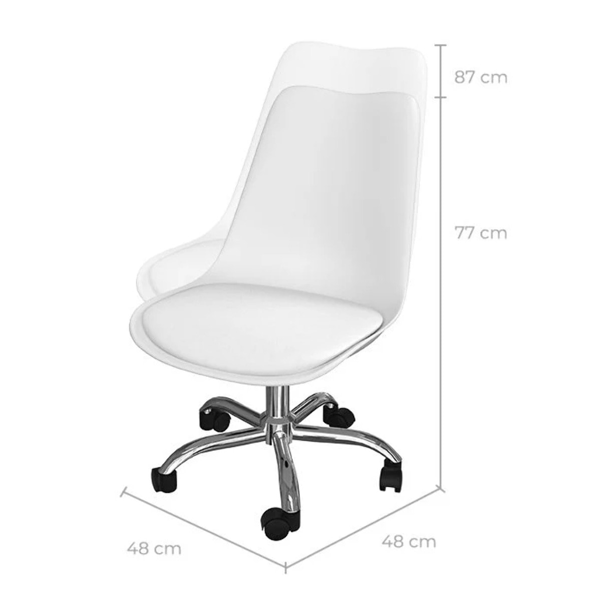 Chaise de bureau blanche sur roulettes - Skandi
