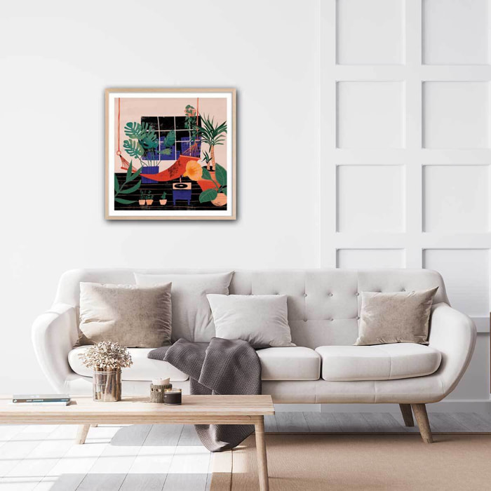 Affiche illustration chill tropical Affiche sous cadre bois