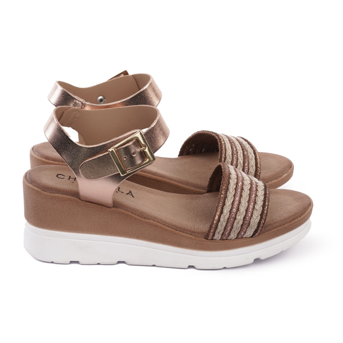 SANDALO ZEPPA FASCIA CORDA RAME