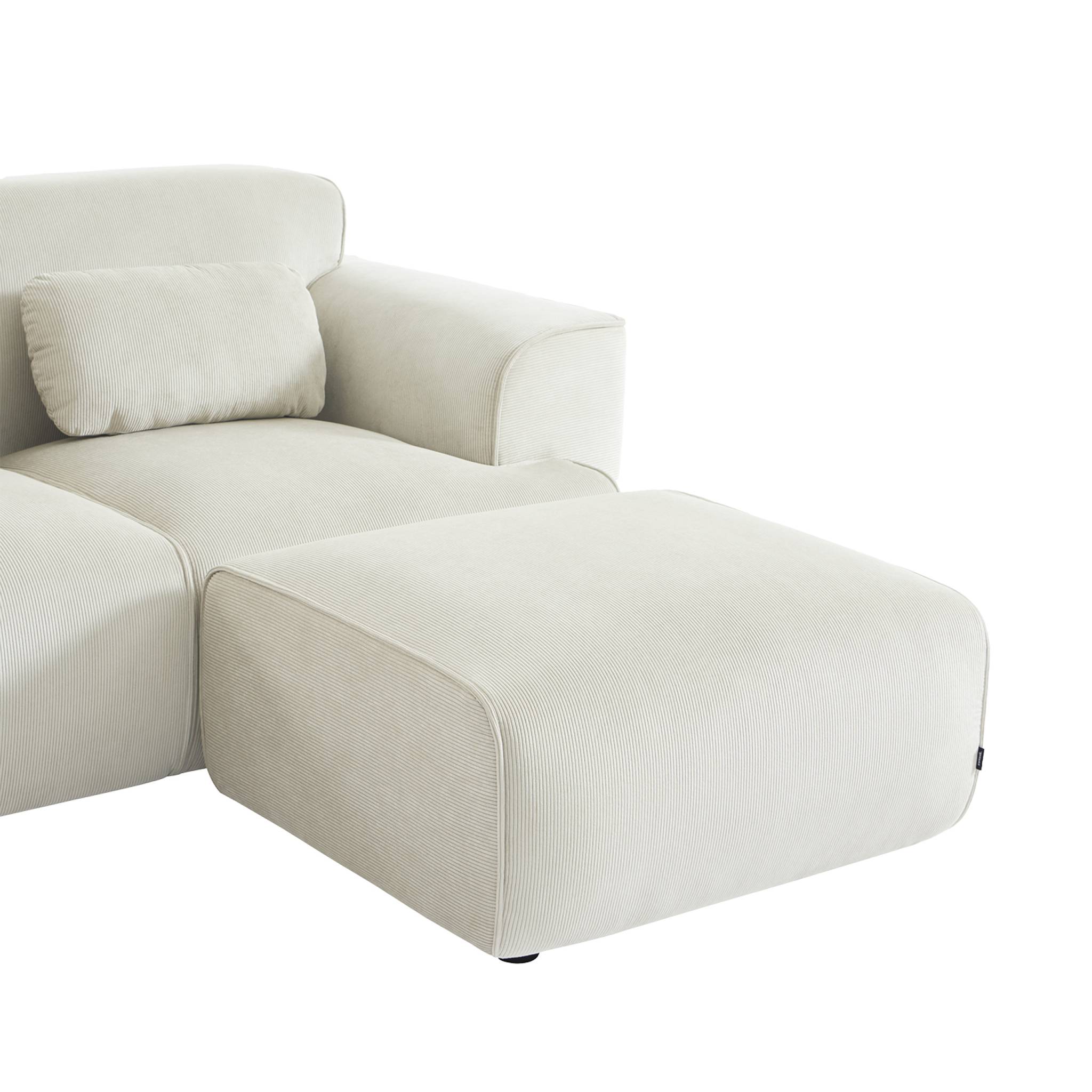 Pouf, repose-pieds pour canapé 2 places velours côtelé WALLAS