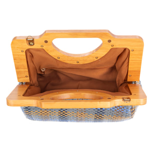 Bogna Bolso de mano Mujer. Fabricado en madera natural y rafia sintética entrelazada.