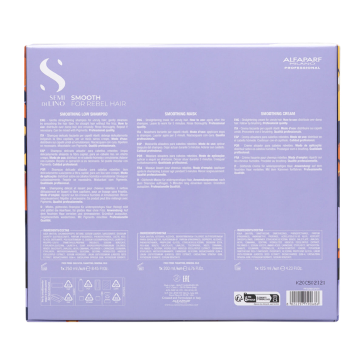 ALFAPARF MILANO Set Holiday Semi Di Lino Smooth Shampoo 250ml + Mask 200ml + Leave In 125m