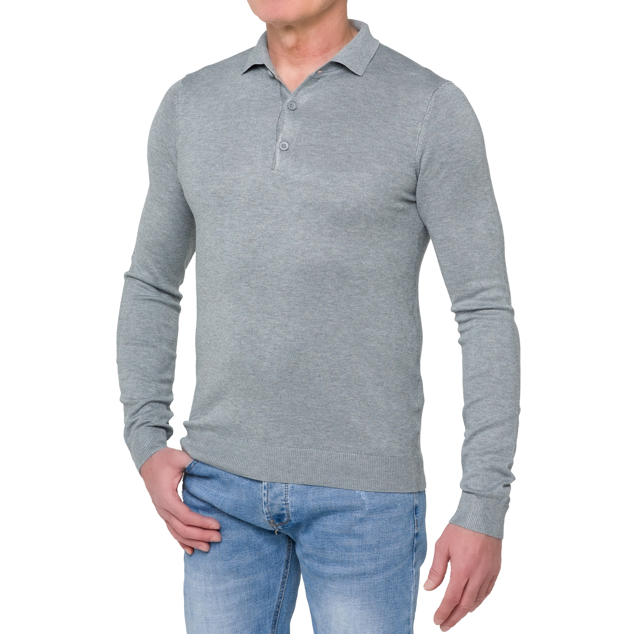 Suéter de cuello polo Hot Buttered Tanjung Gris