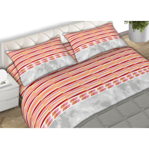 Completo Lenzuola 100% Cotone Disegno Flow Arancione CN