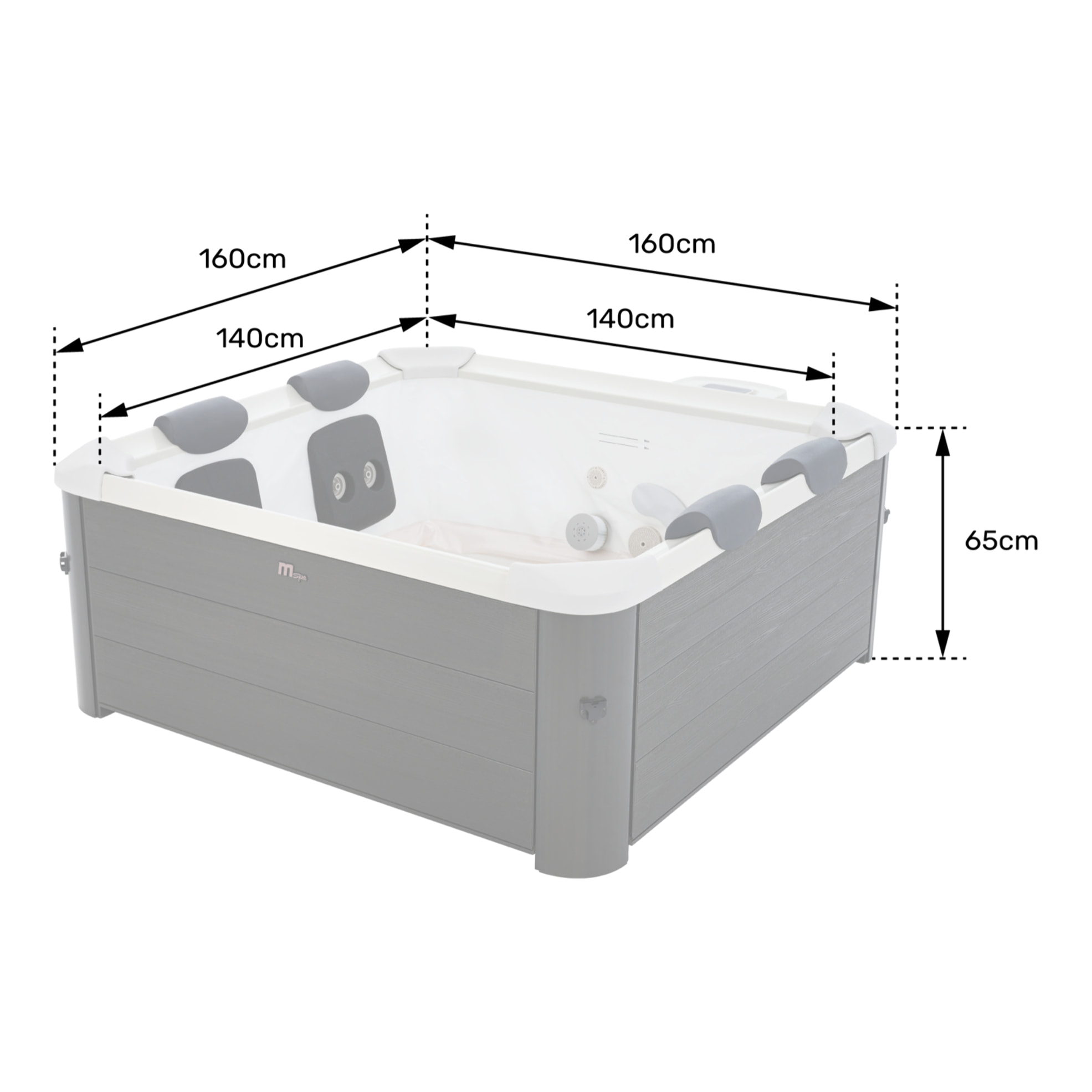MSPA - Spa rigide connecté carré 160cm OSLO - 6 places + lot de 8 filtres