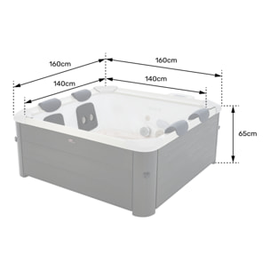 MSPA - Spa rigide connecté carré 160cm OSLO - 6 places + lot de 8 filtres