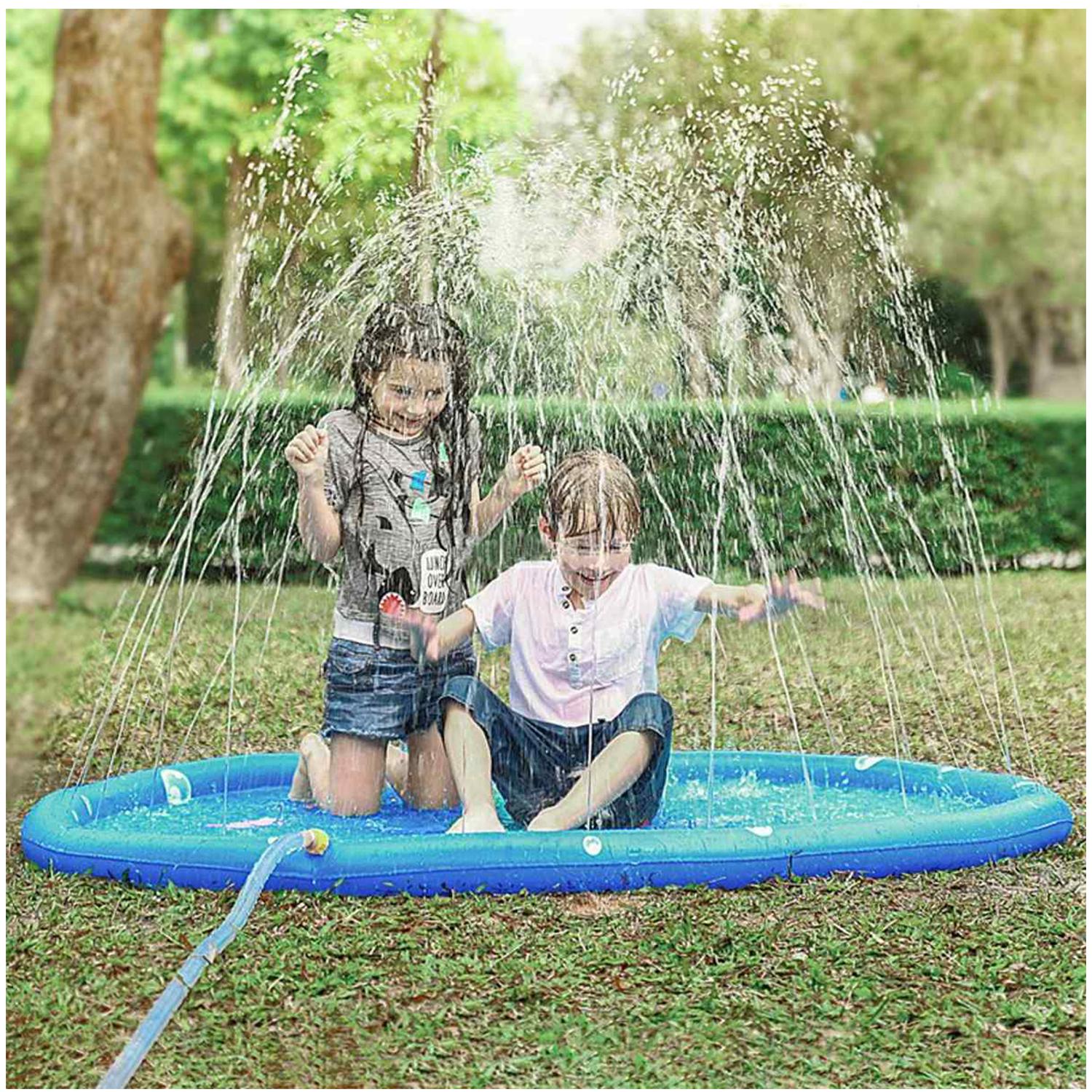 Splash Pad. Juguete inflable con aspersor de agua para jugar. 170cm de diámetro. Diseño animalitos marinos y abecedario.