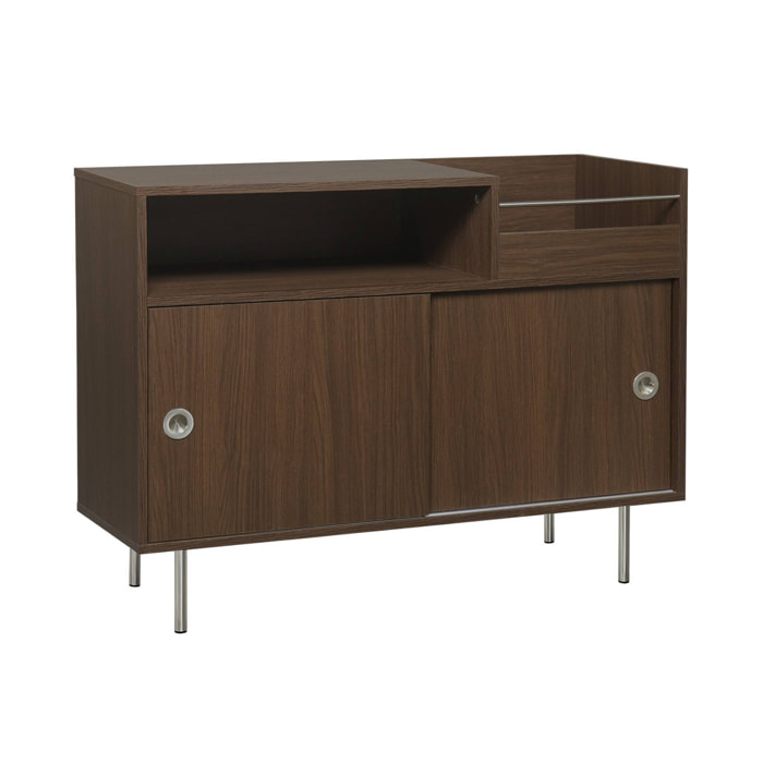 Meuble vinyle vintage décor bois et acier inoxydable 100cm SHELBY