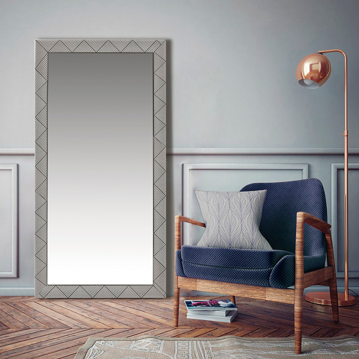 Espejo rectangular Triangles poliestireno plateado y negro 142x62x2 cm