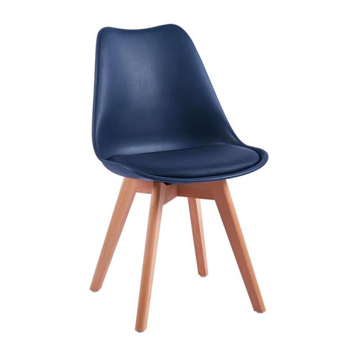 Sedia moderna con gambe legno 4 pz blu - Candice