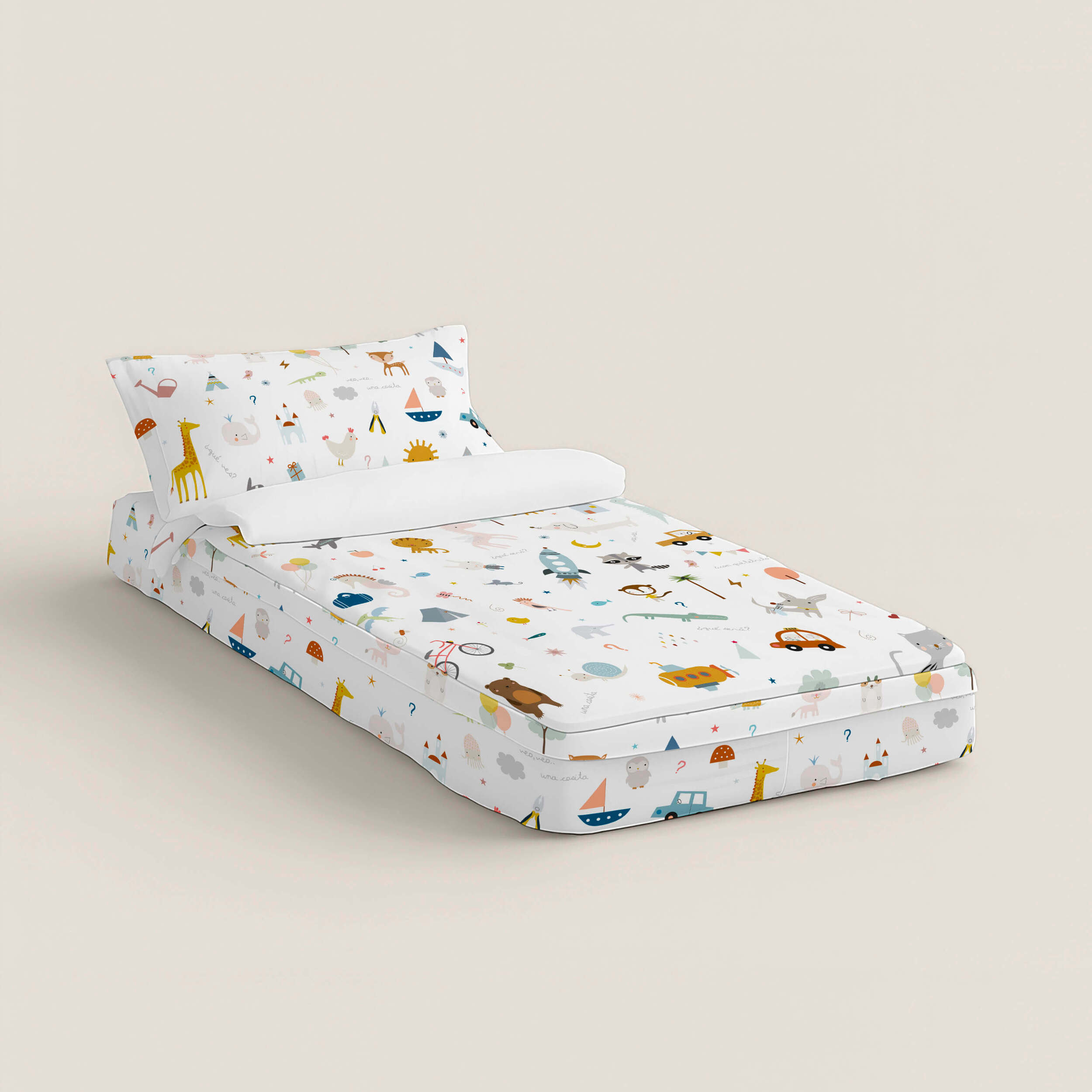 Saco Nórdico Estampado - Infantil - Con cremallera - Incluye 1 Funda de Almohada - 100% Algodón - Veo Veo