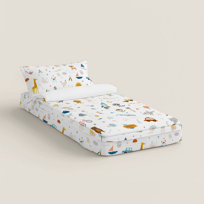 Saco Nórdico Estampado - Infantil - Con cremallera - Incluye 1 Funda de Almohada - 100% Algodón - Veo Veo