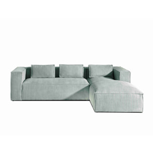 Stella - canapé d'angle droit en velours côtelé - 4 places -style contemporain - Bleu