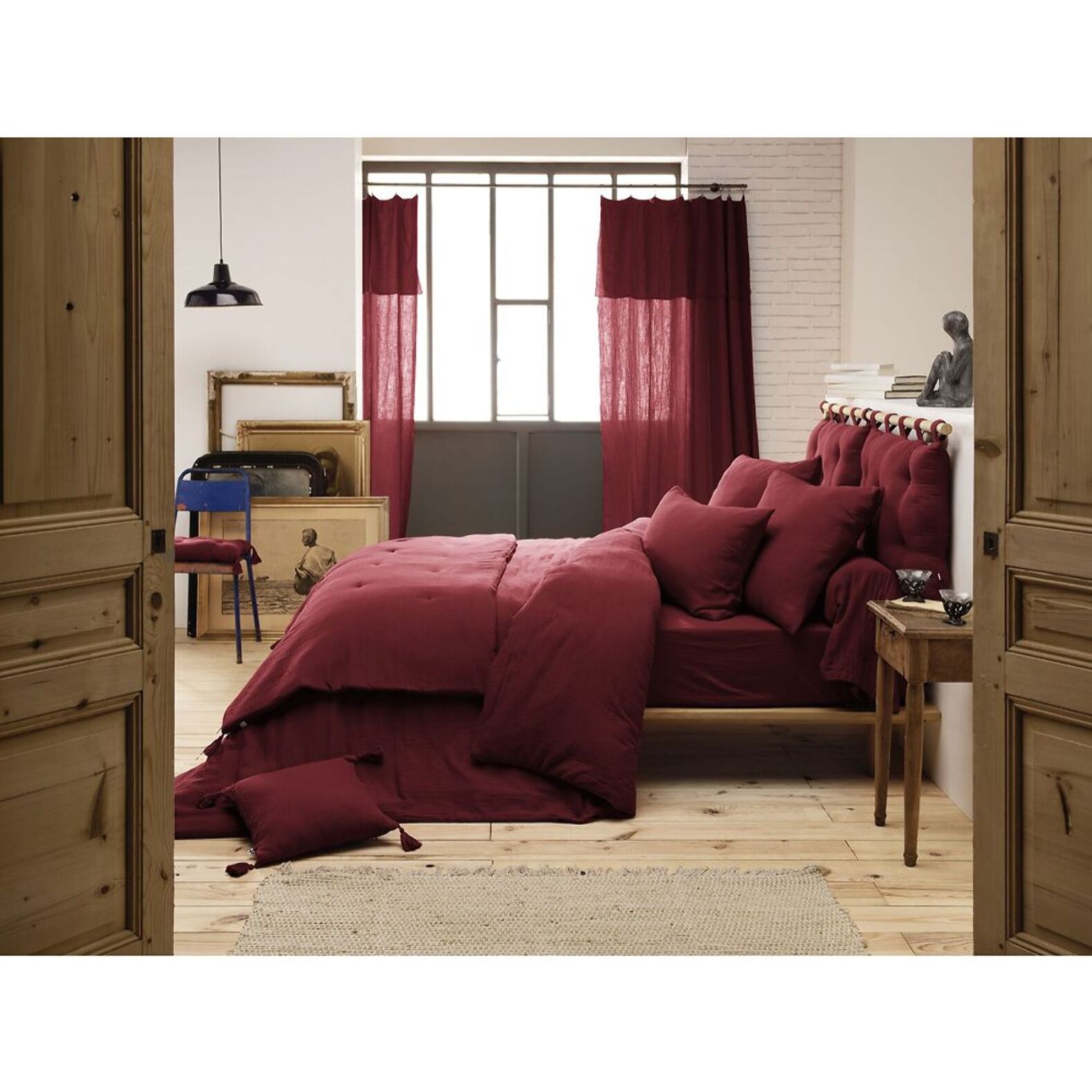 Housse De Couette 100% gaze De Coton Lie De Vin