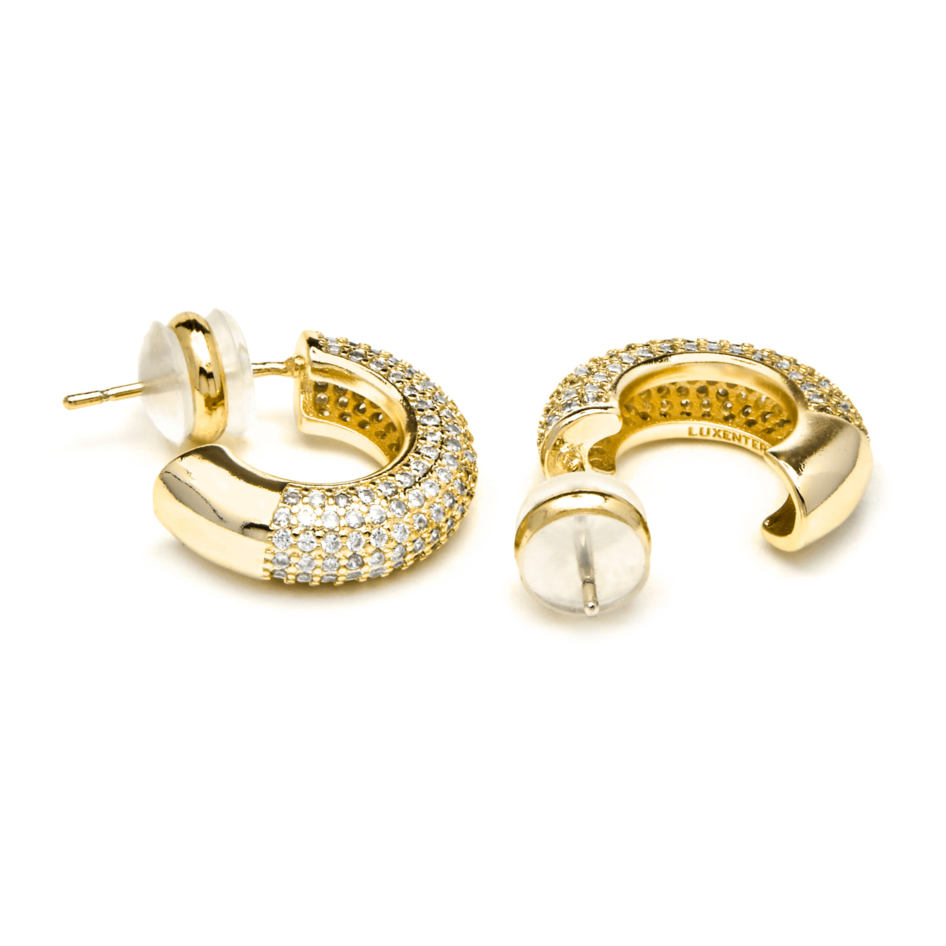 Pendientes acabado oro amarillo de 18k y Circonita Brillante