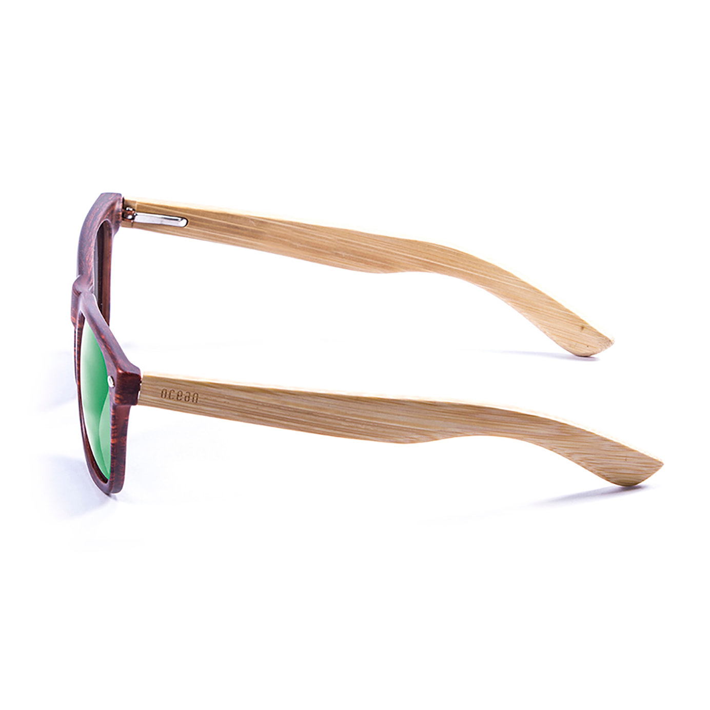 Gafas de sol OCEAN BEACH WOOD - Patillas marrón mate y bambú y / Revo verde