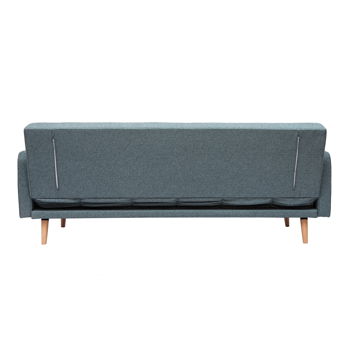 Canapé convertible scandinave 3 places en tissu vert de gris et bois clair ULLA