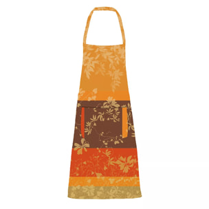 Tablier pur coton enduit 220 g/m² motif jacquard orange marron Mille lierres automne