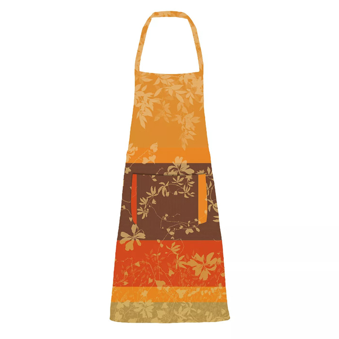 Tablier pur coton enduit 220 g/m² motif jacquard orange marron Mille lierres automne