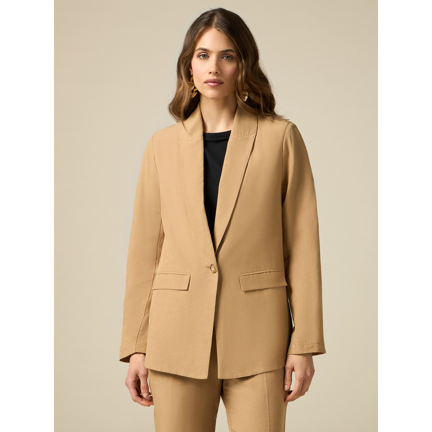 Oltre - Blazer de mezcla de lino - Beige