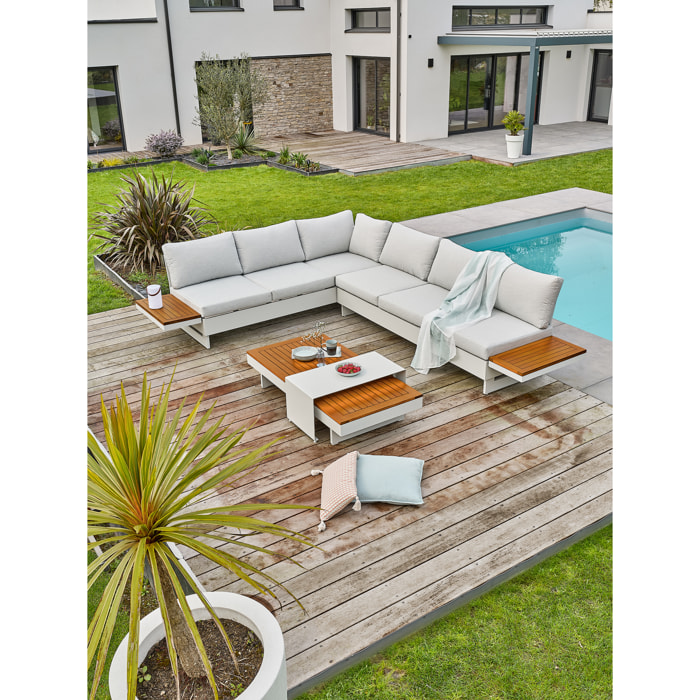 MINERA - Salon de jardin d'angle 6 places - Gris