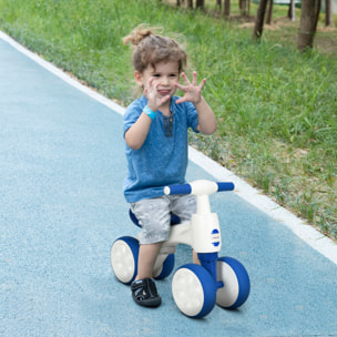 Bicicleta sin Pedales para Niños de 18-36 Meses Carga 30 kg Bicicleta de Equilibrio con Manillar Antideslizante y 4 Ruedas de Ø17 cm Regalo para Niños y Niñas 56x30x42 cm Azul