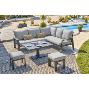 IBIZA - Ensemble repas de jardin 7 pl alu plateau céramique sur verre